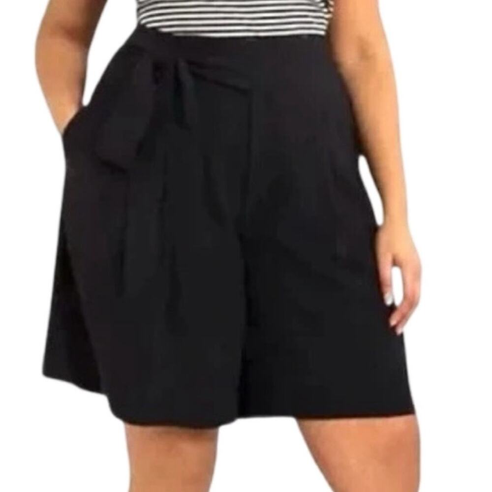 Lauren Ralph Lauren Georgette Pleated side tie shorts black size 22W - Picture 1 of 8